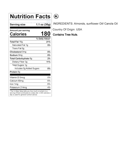 Roasted Unsalted Almonds 25 lb.