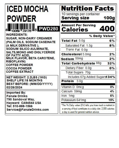 Fanale Mocha Latte Powder Mix 2.2 lb.