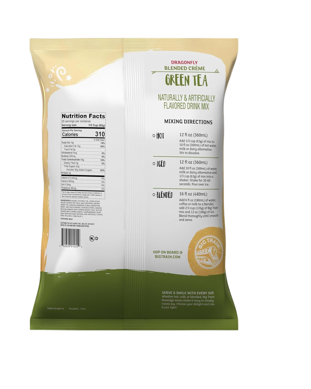 Big Train 3.5 lb. Dragonfly Green Tea Blended Creme Frappe Mix