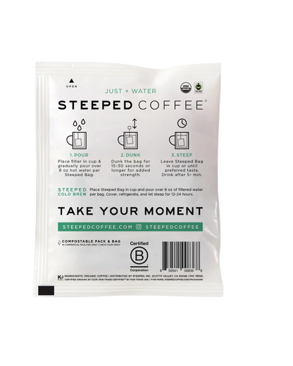 Steeped Coffee Organic Breakwater Blend Coffee Single Serve Bag - 100/Case