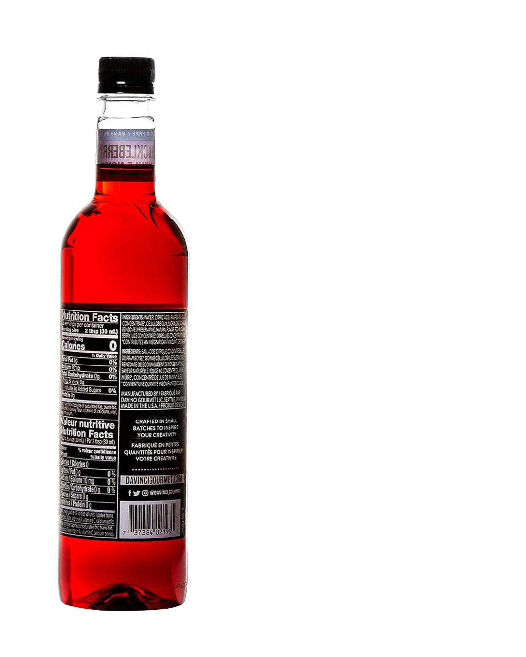 DaVinci Gourmet Sugar Free Huckleberry Flavoring Fruit Syrup 750 mL