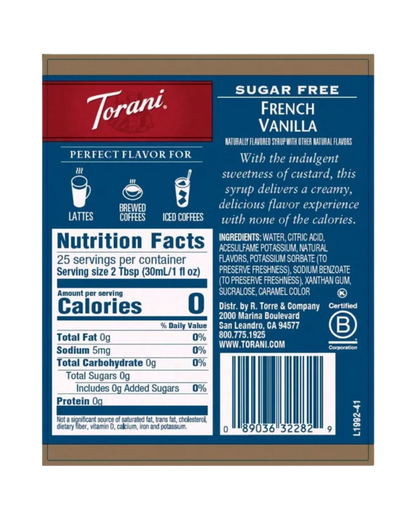 Torani Sugar Free French Vanilla Flavoring Syrup 750 mL