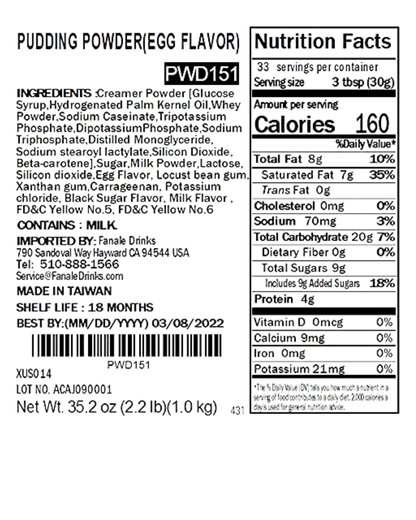 Fanale Egg Pudding Powder Mix 2.2 lb.