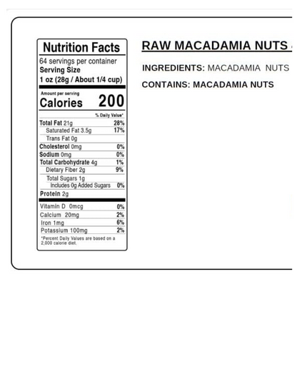 Raw Macadamia Nuts 25 lb.