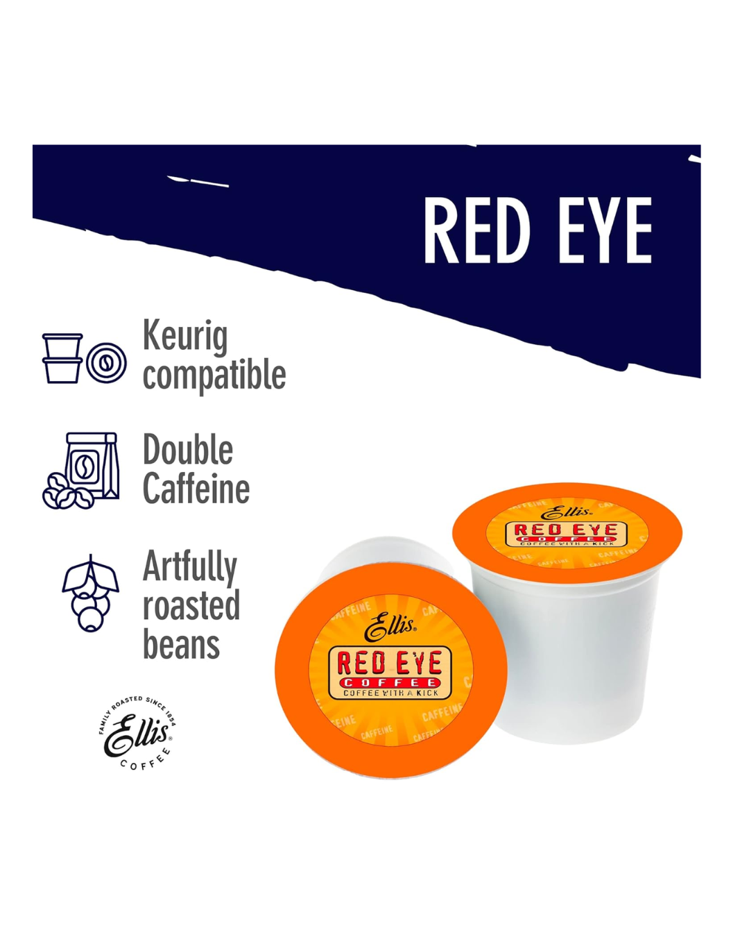 Ellis Red Eye High Caffeine Coffee Single Serve Cups - 24/Box