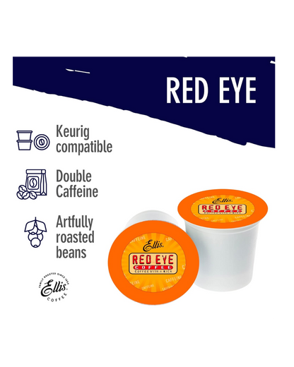 Ellis Red Eye High Caffeine Coffee Single Serve Cups - 24/Box