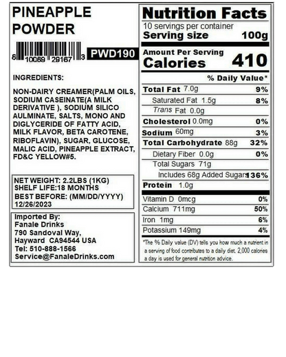 Fanale Pineapple Powder Mix 2.2 lb.