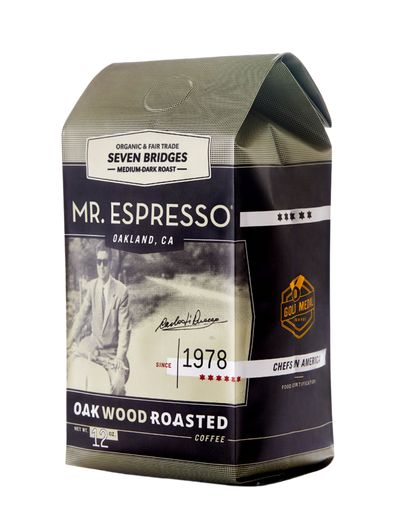 Mr. Espresso Organic Seven Bridges Blend Coffee Single Serve Bag - 100/Case