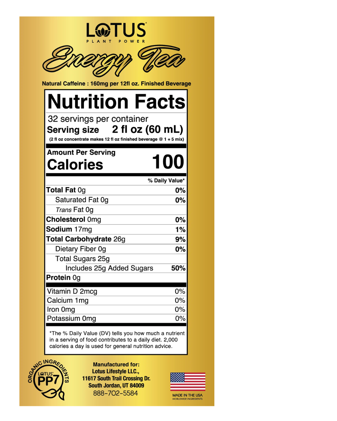 Lotus Plant Energy Naturally Sweetened Tea 5:1 Concentrate 64 fl. oz.