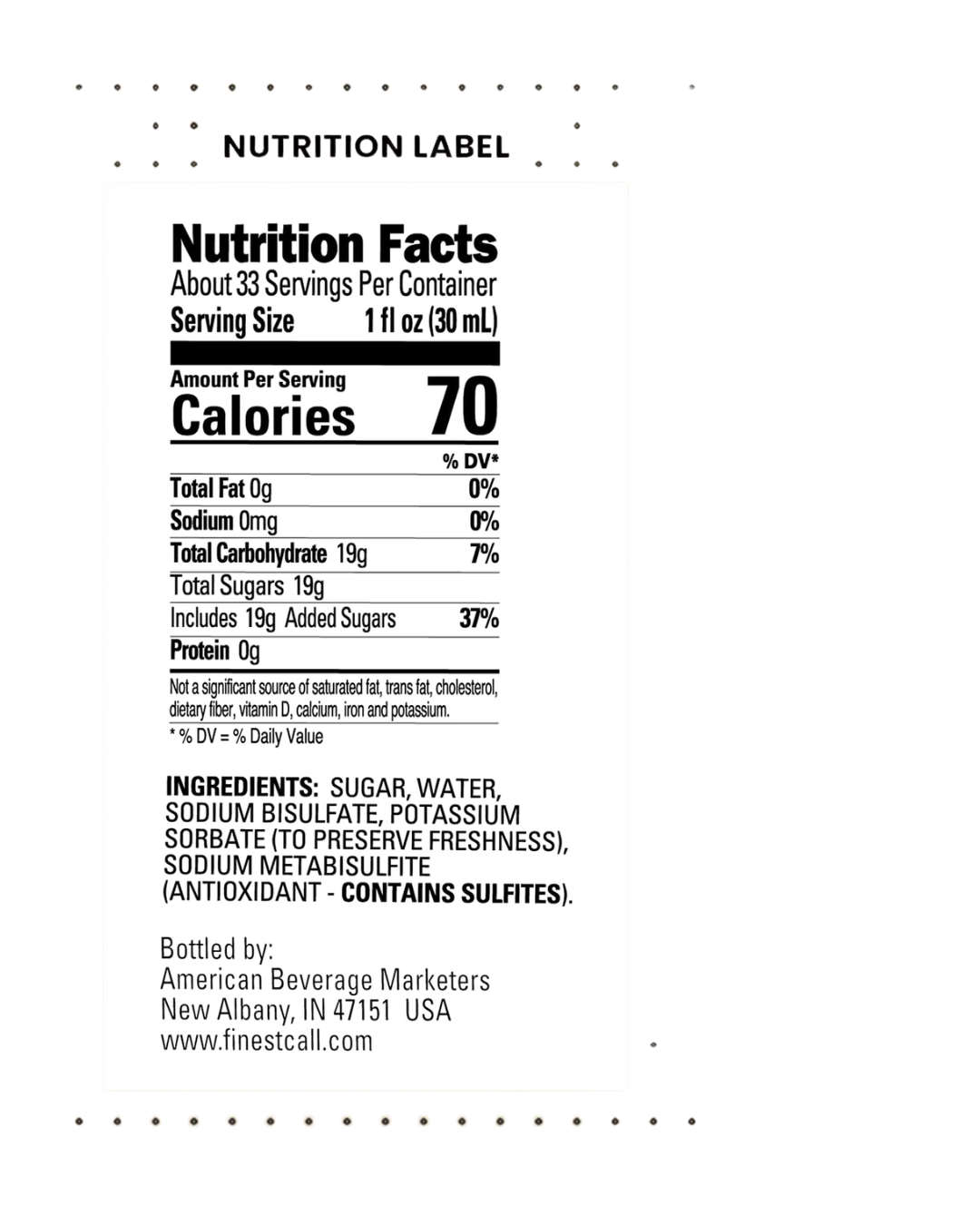 Finest Call Premium Bar / Simple Syrup 1 Liter