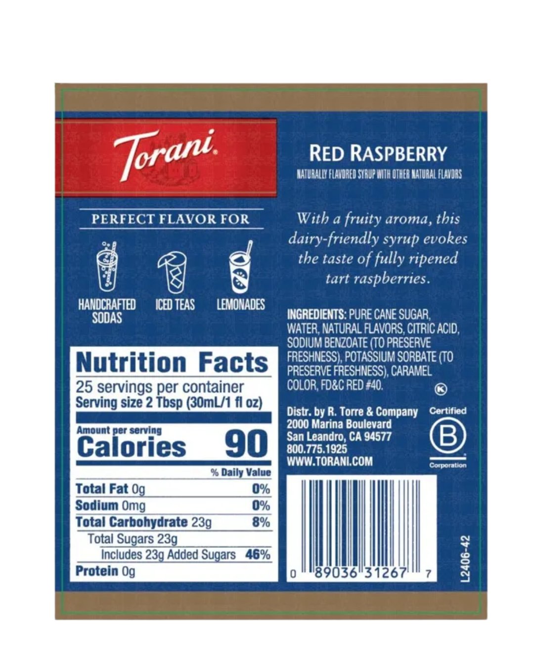 Torani Red Raspberry Flavoring Syrup 750 mL