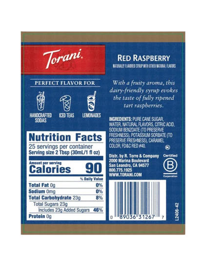 Torani Red Raspberry Flavoring Syrup 750 mL