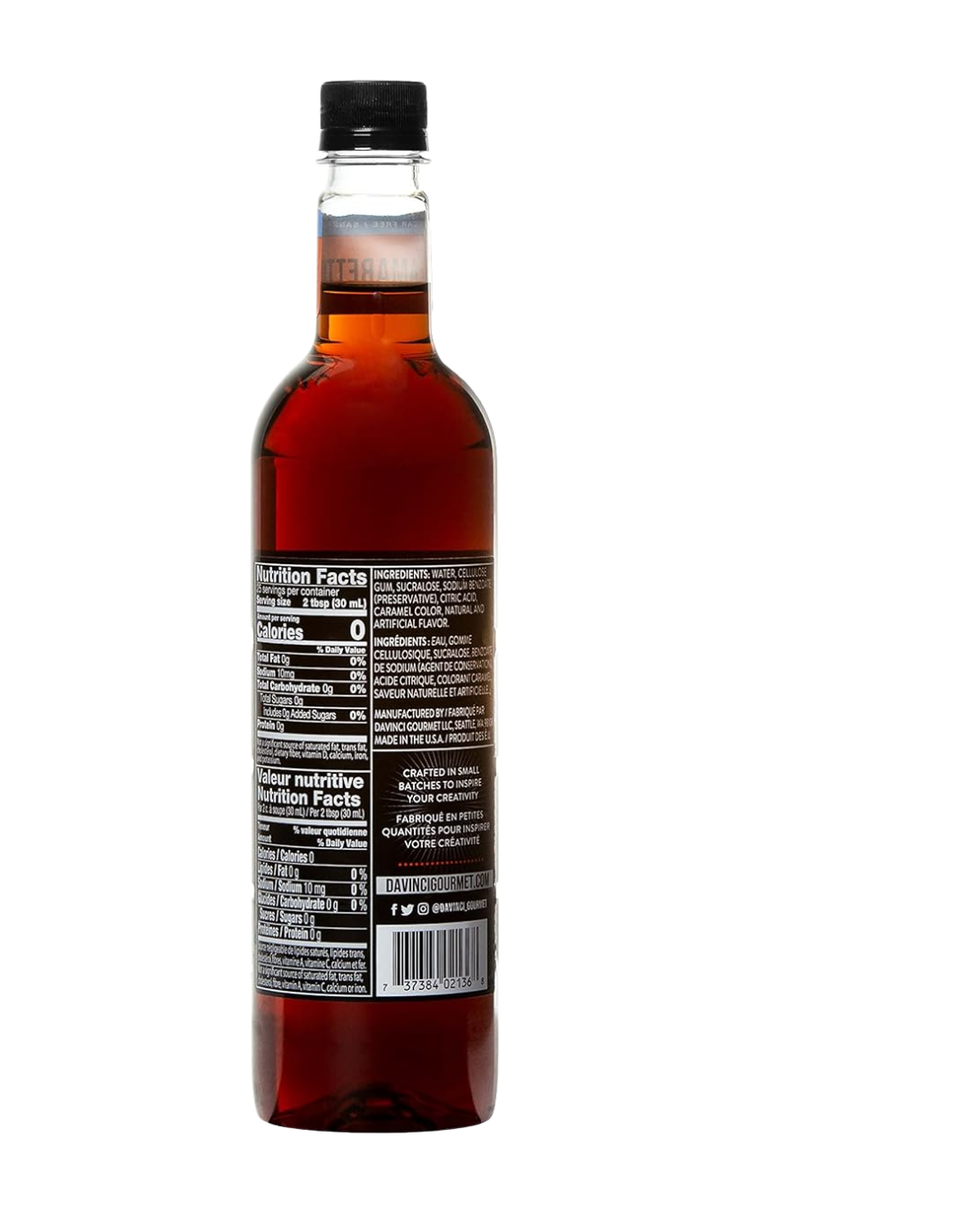 DaVinci Gourmet Sugar Free Amaretto Flavoring Syrup 750 mL