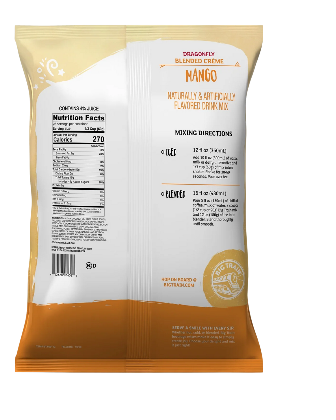 Big Train 3.5 lb. Dragonfly Mango Blended Creme Frappe Mix