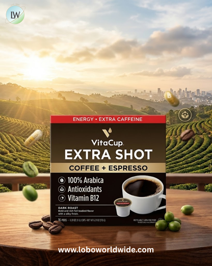 VitaCup, Extra Shot, Coffee + Espresso, Dark Roast, 16 Pods, 0.39 oz (11 g) Each