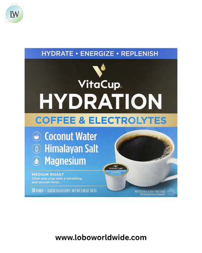 VitaCup, Hydration Coffee & Electrolytes, Medium Roast, 18 Pods, 0.16 oz (4.5 g) Each