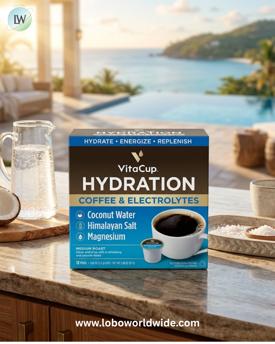VitaCup, Hydration Coffee & Electrolytes, Medium Roast, 18 Pods, 0.16 oz (4.5 g) Each