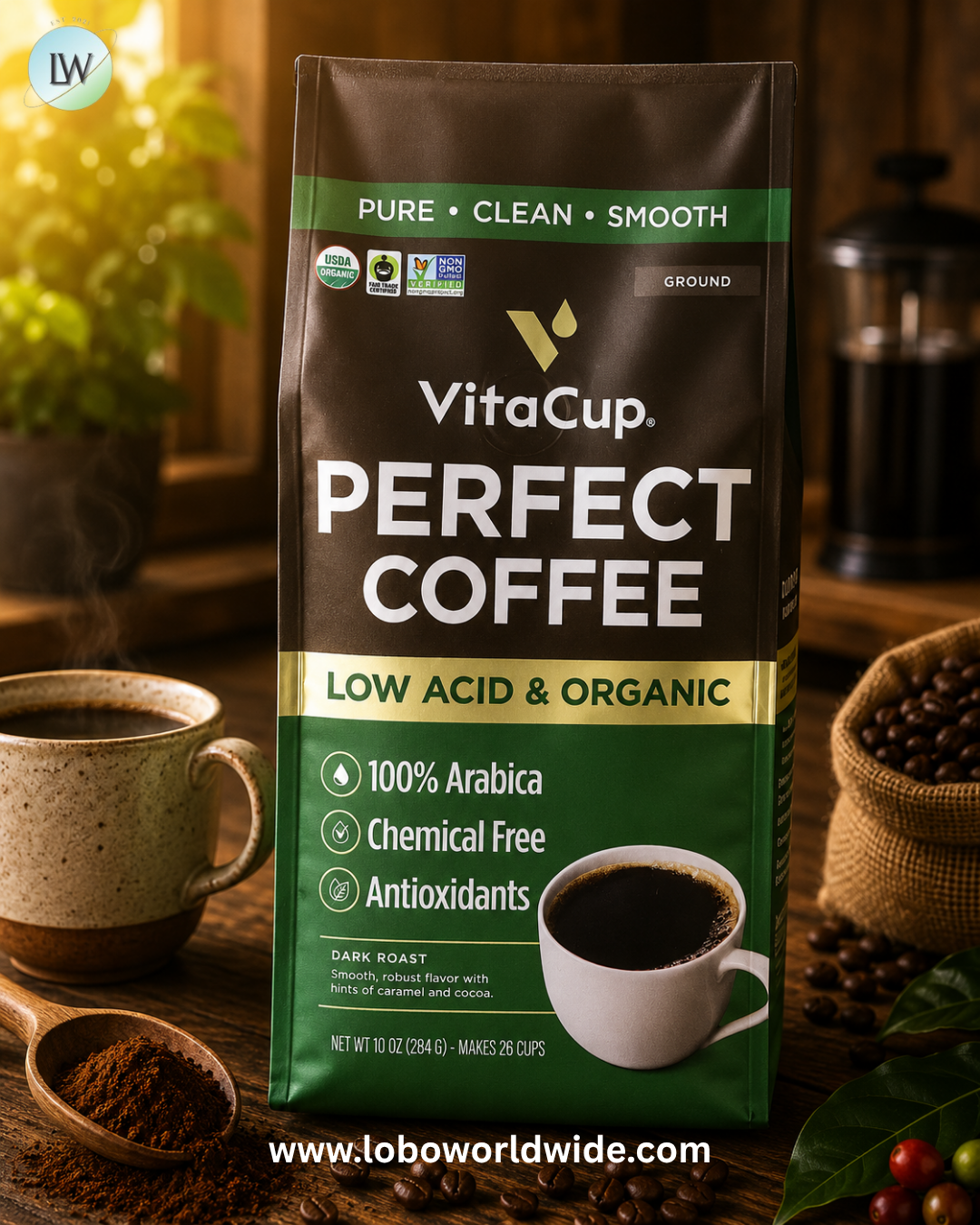 VitaCup, Perfect Coffee, Ground, Dark Roast, 10 oz (284 g)
