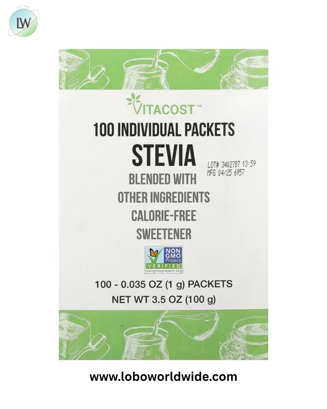 Vitacost, Stevia, 100 Packets, 0.035 oz (1 g) Each