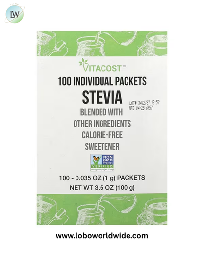 Vitacost, Stevia, 100 Packets, 0.035 oz (1 g) Each