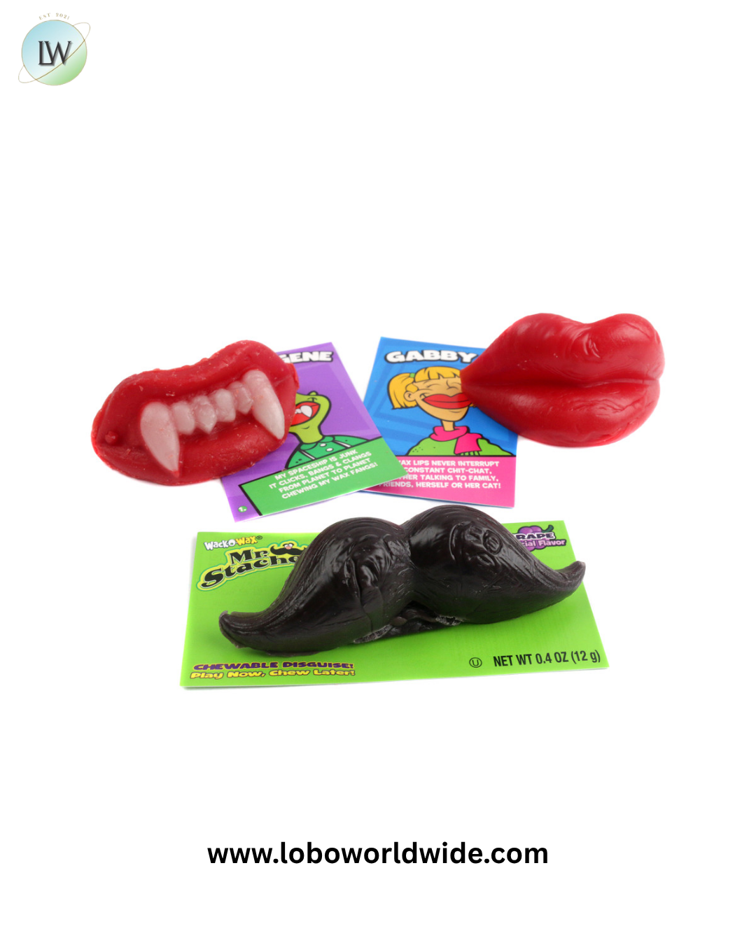 Wack-O Wax Assortment of Lips, Fangs and Mustache 24 Pack