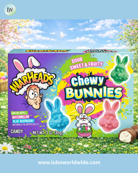 Warheads Chewy Bunnies 3oz Candy Theater Box - Pack of 4