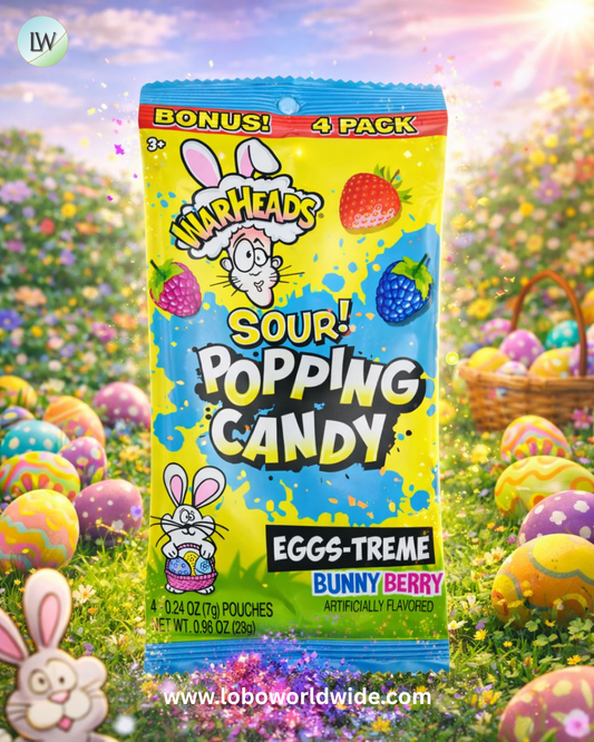 Warheads Easter Sour Popping Candy, Bunny Berry, 4 Pack - Pack of 5