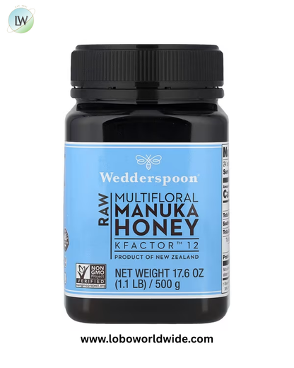 Wedderspoon, Raw Multifloral Manuka Honey, KFactor™ 12, 1.1 lb (500 g)