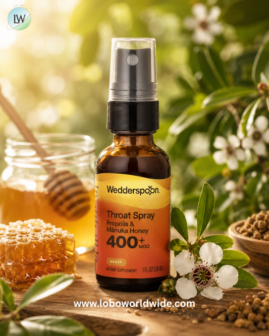 Wedderspoon, Throat Spray, Propolis & Manuka Honey, MGO 400+, 1 fl oz (30 ml)