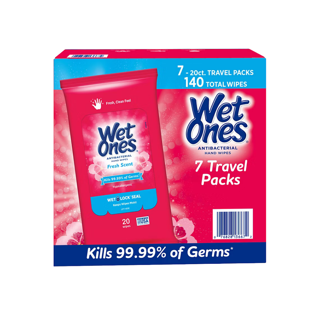 Wet Ones Antibacterial Hand Wipes Travel Pack - Fresh Scent, 7 pk./20 ct.