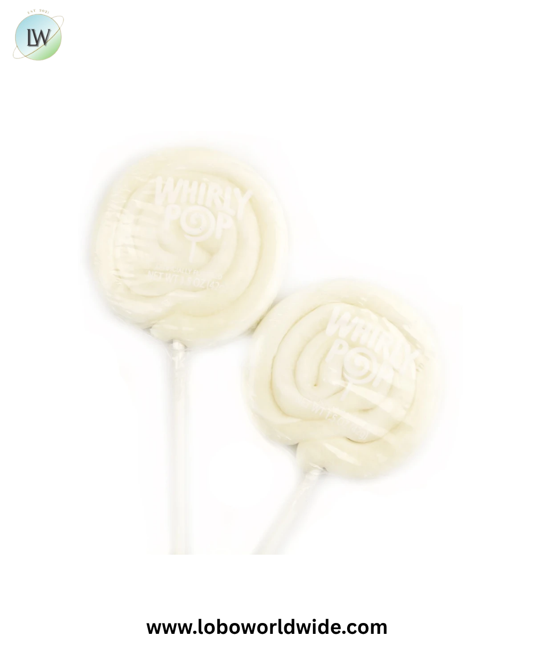 Whirly Pop White Lollipops 1.5 Ounce 12 Piece