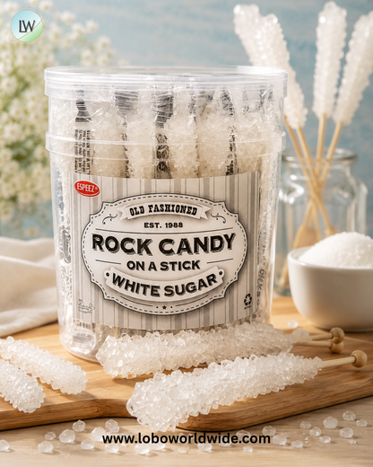 White Rock Candy Crystal Sticks - 36ct Tubs