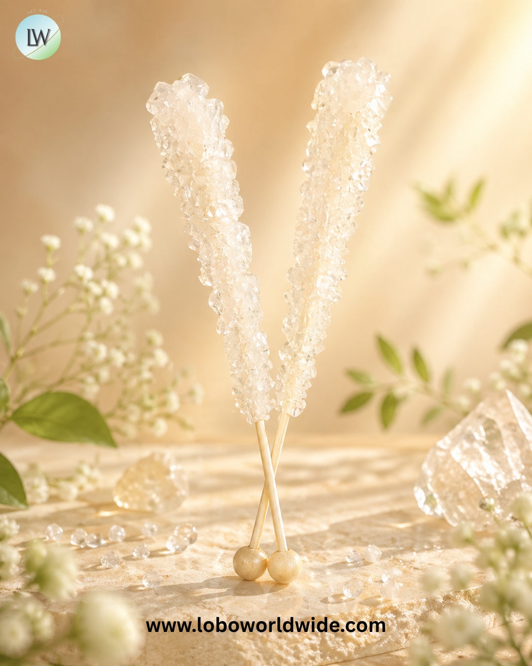 White Rock Candy Sticks - Wrapped 12 Piece