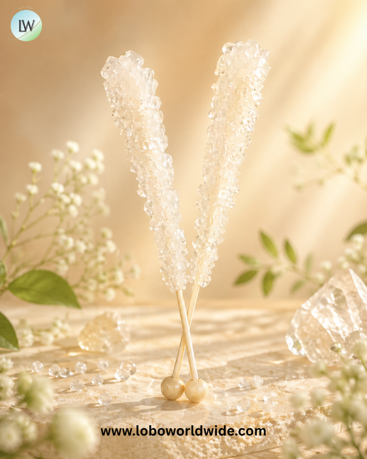 White Rock Candy Sticks - Wrapped 12 Piece