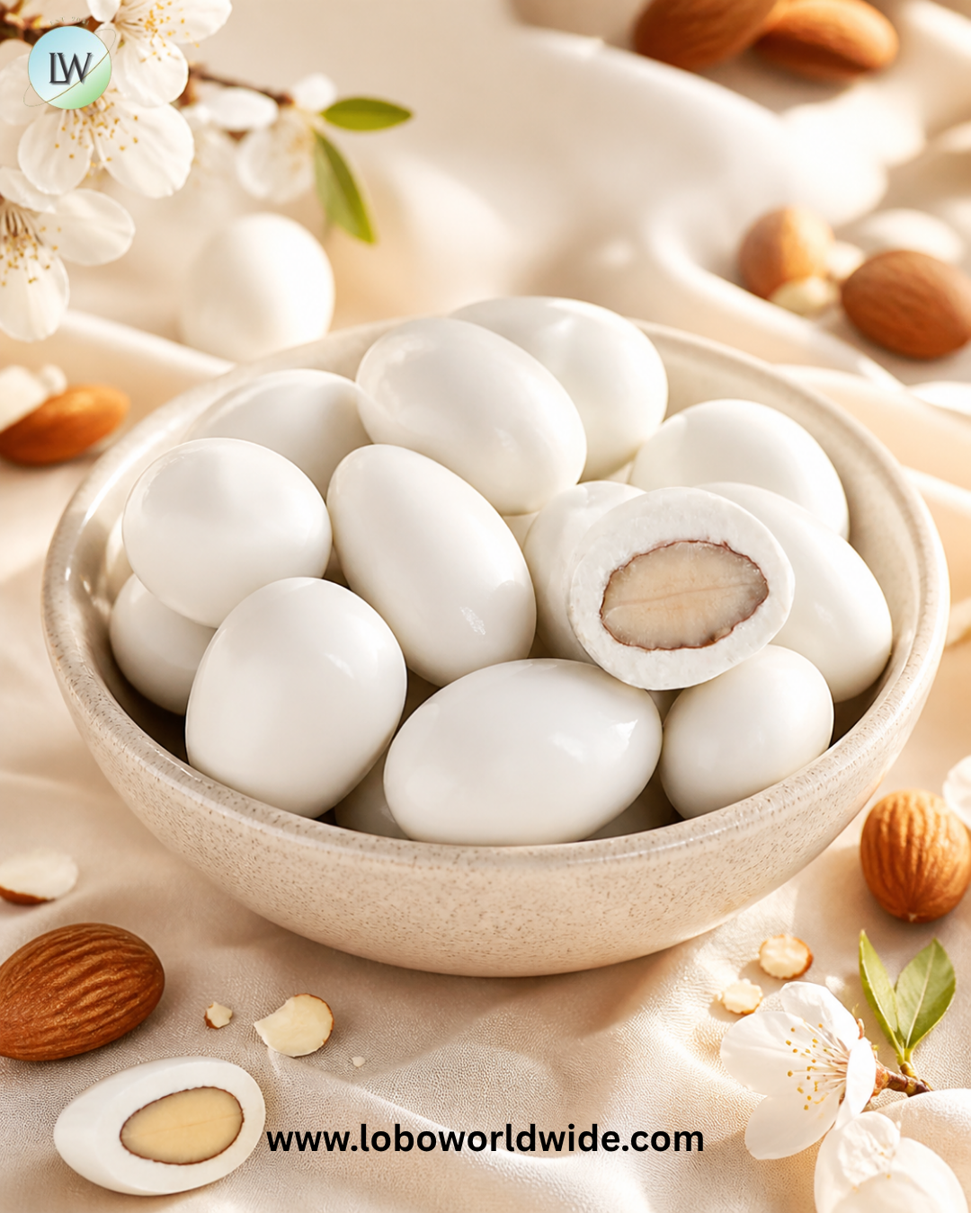 White Yogurt Almonds - 10lb Bulk