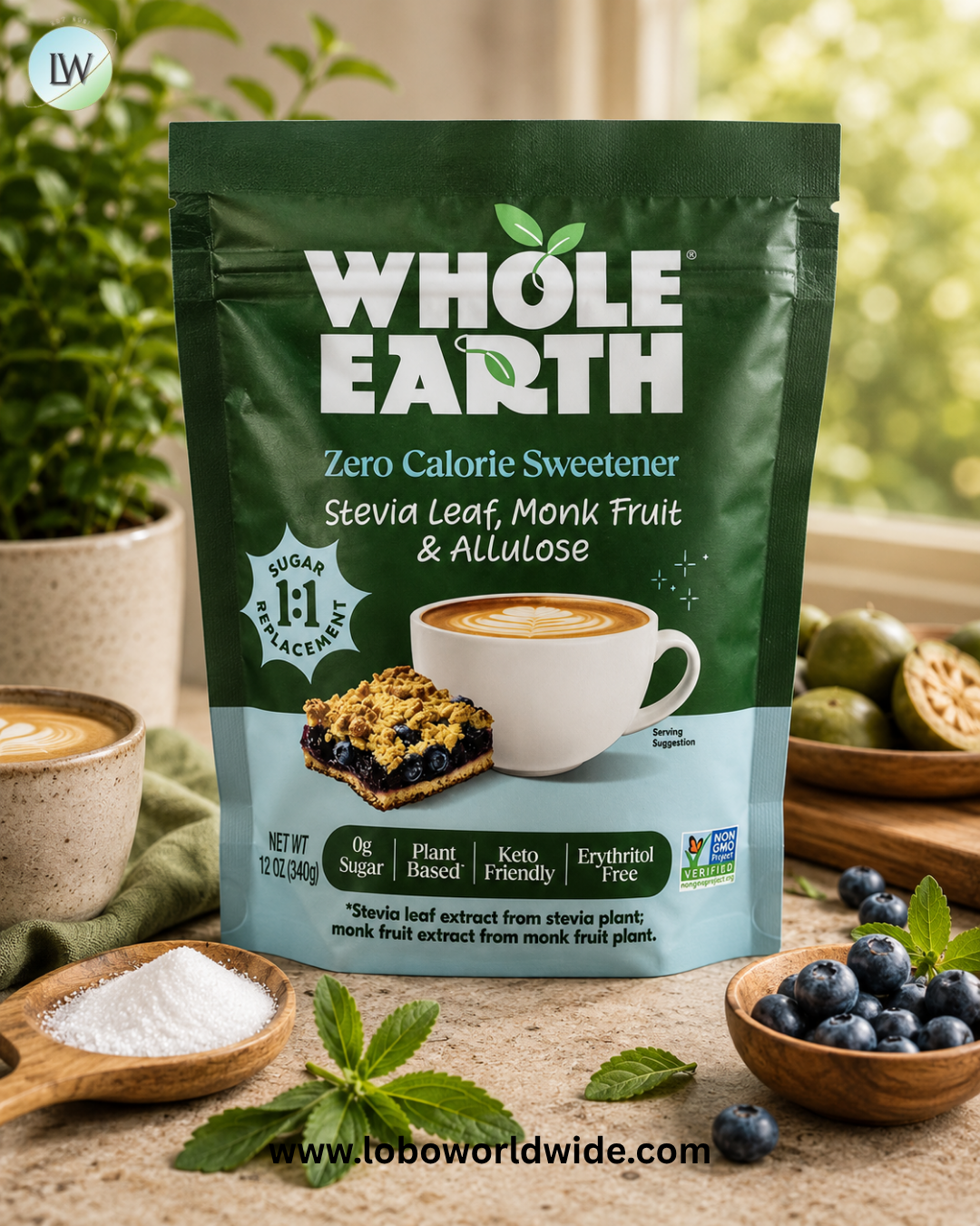 Whole Earth, Stevia Leaf, Monk Fruit & Allulose