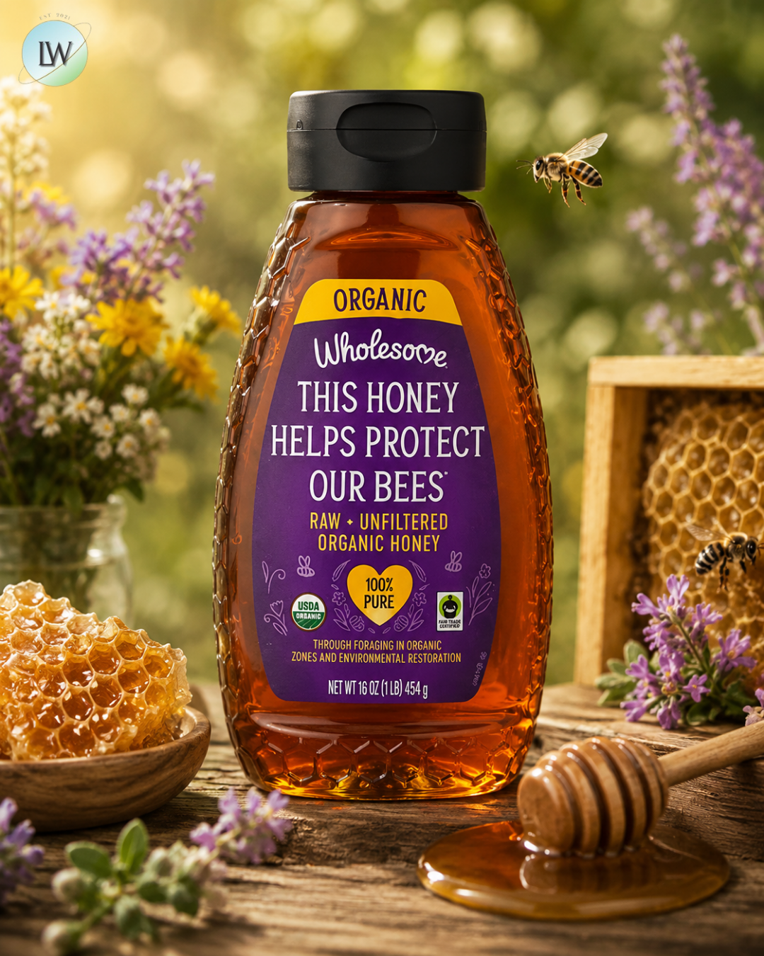 Wholesome Sweeteners, Raw + Unfiltered Organic Honey , 16 oz (454 g)