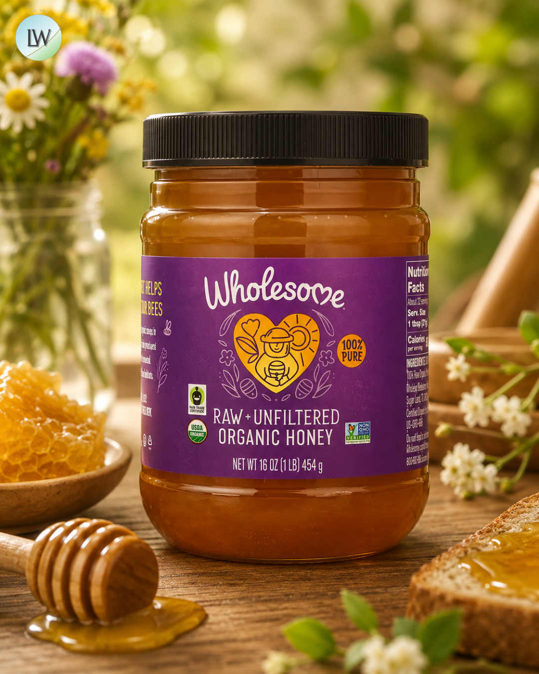 Wholesome Sweeteners, Raw + Unfiltered Organic Honey , 16 oz (454 g)