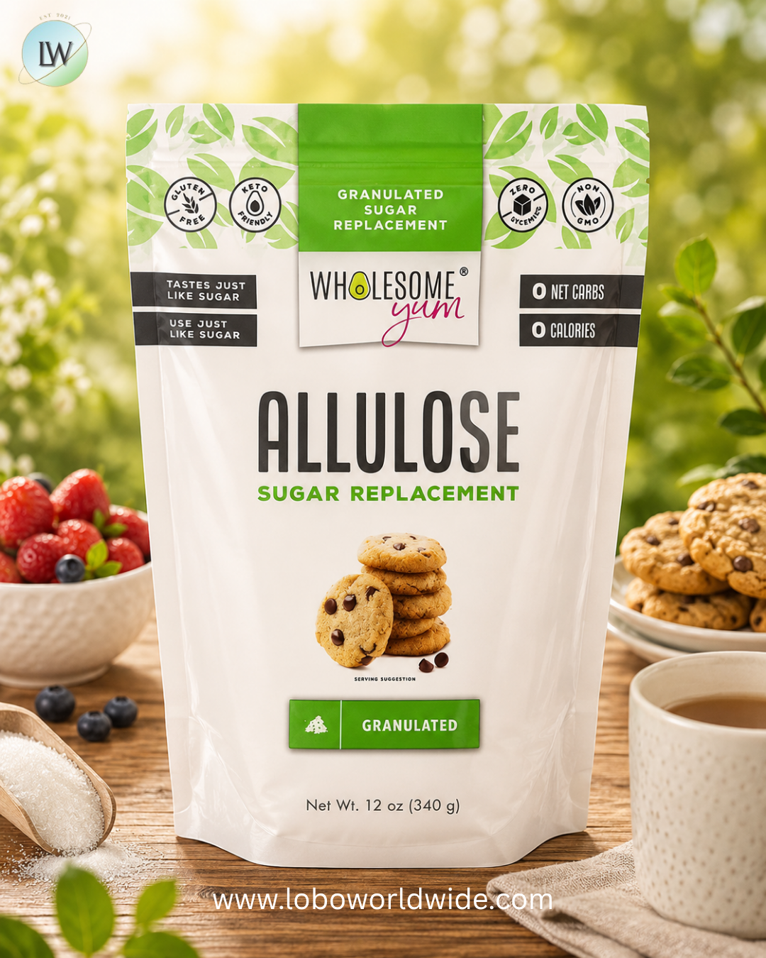 Wholesome Yum, Allulose Sugar Replacement, Granulated, 12 oz (340 g)