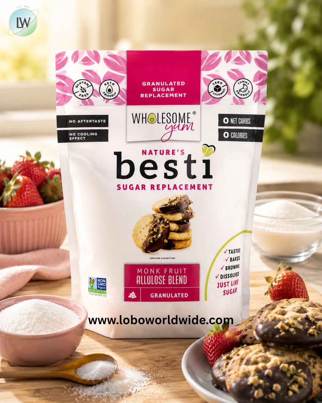 Wholesome Yum, Besti, Sugar Replacement, Monk Fruit Allulose Blend, 12 oz (340 g)
