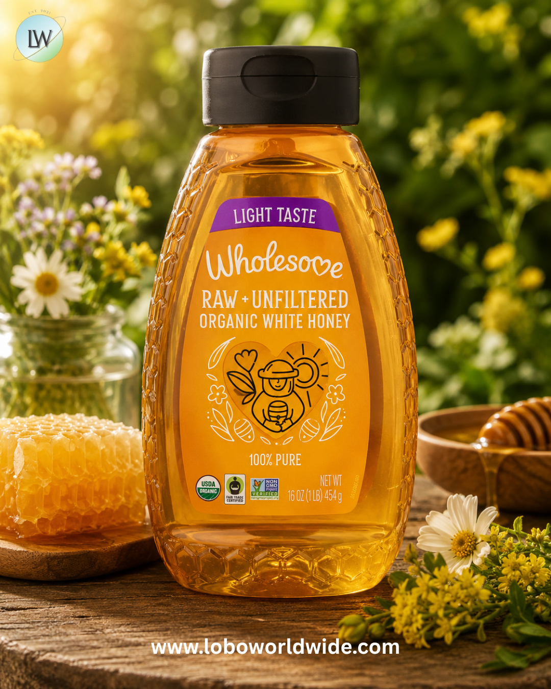 Wholesome Sweeteners, Organic White Honey, Raw + Unfiltered, 16 oz (454 g)