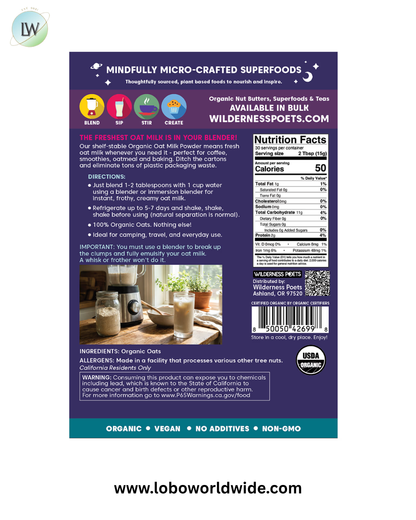 Wilderness Poets, Organic Oat Milk Powder, 16 oz (453 g)