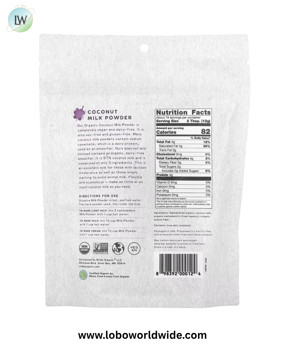 Wildly Organic, Coconut Milk Powder, 8 oz (227 g)
