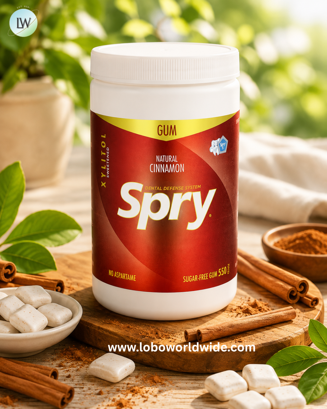 Xlear, Spry, Chewing Gum, Natural Cinnamon, Sugar Free, 550 Pieces