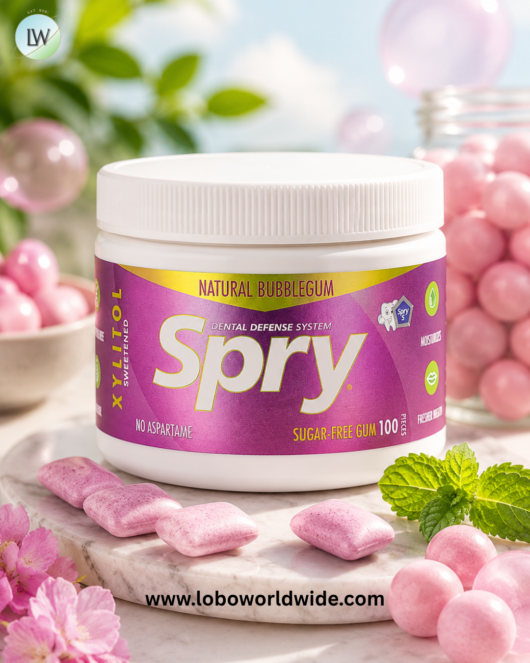 Xlear, Spry®, Sugar-Free Chewing Gum, 100 Pieces
