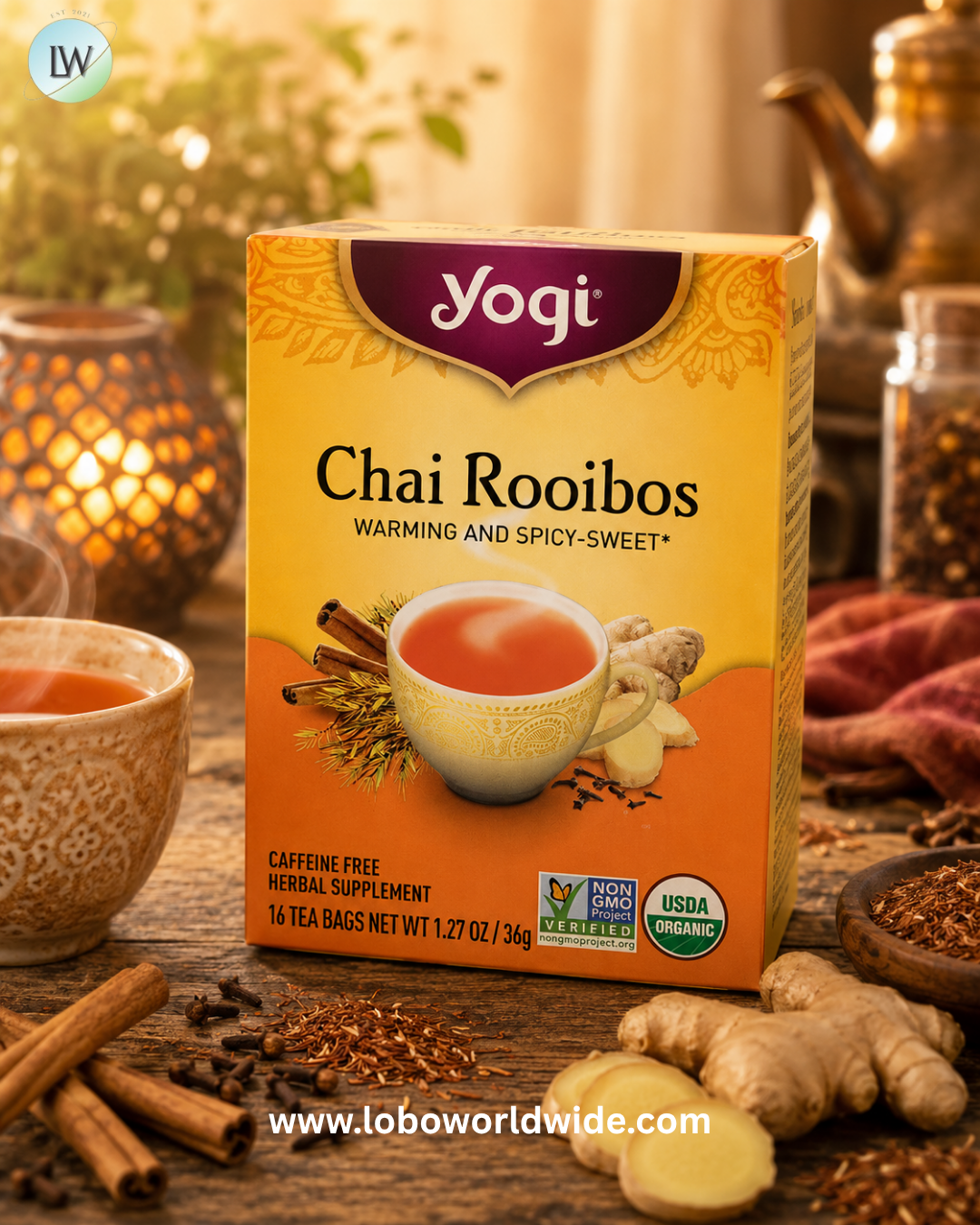 Yogi Tea, Chai Rooibos, Caffeine Free, 16 Tea Bags, 1.27 oz (36 g)