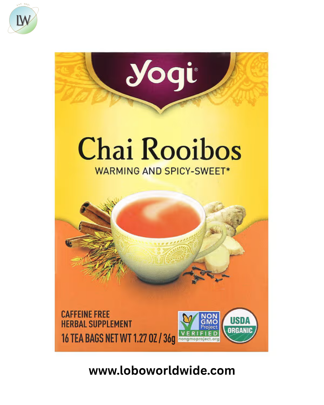 Yogi Tea, Chai Rooibos, Caffeine Free, 16 Tea Bags, 1.27 oz (36 g)