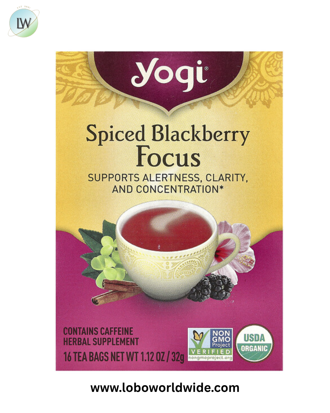 Yogi Tea, Focus, Spiced Blackberry, 16 Tea Bags, 1.12 oz (32 g)