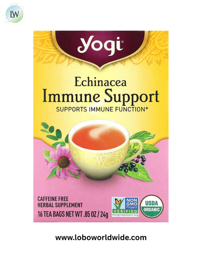 Yogi Tea, Immune Support, Echinacea, Caffeine Free, 16 Tea Bags, 0.85 oz (24 g)