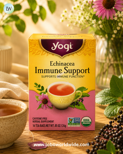 Yogi Tea, Immune Support, Echinacea, Caffeine Free, 16 Tea Bags, 0.85 oz (24 g)